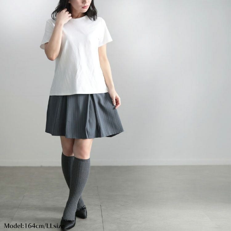 大きいサイズ レディース シルクタッチコットンナイロンTシャツ