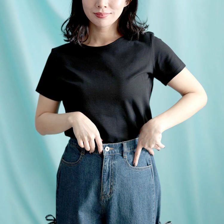 大きいサイズ レディース シルクタッチコットンナイロンTシャツ