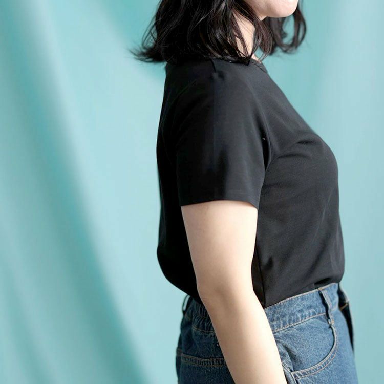大きいサイズ レディース シルクタッチコットンナイロンTシャツ