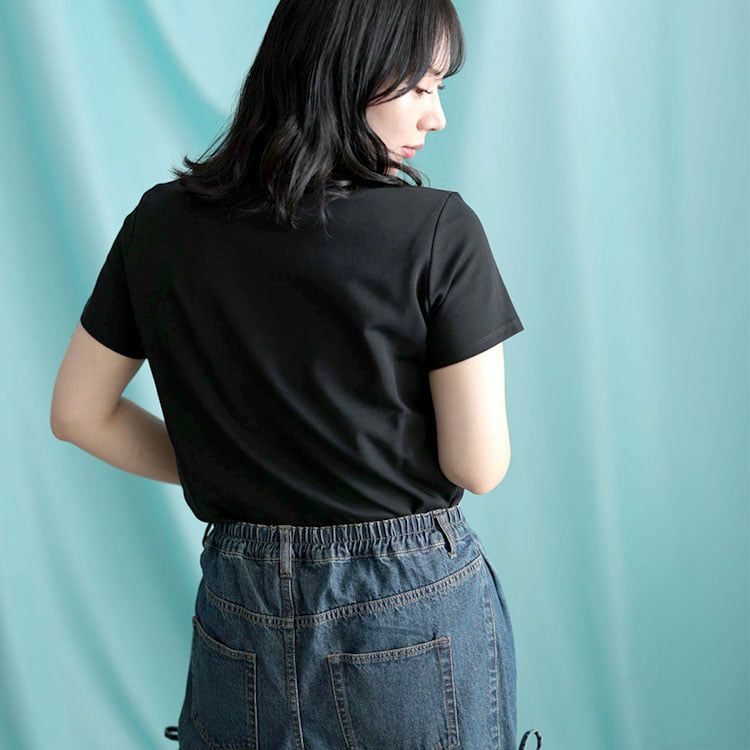 大きいサイズ レディース シルクタッチコットンナイロンTシャツ