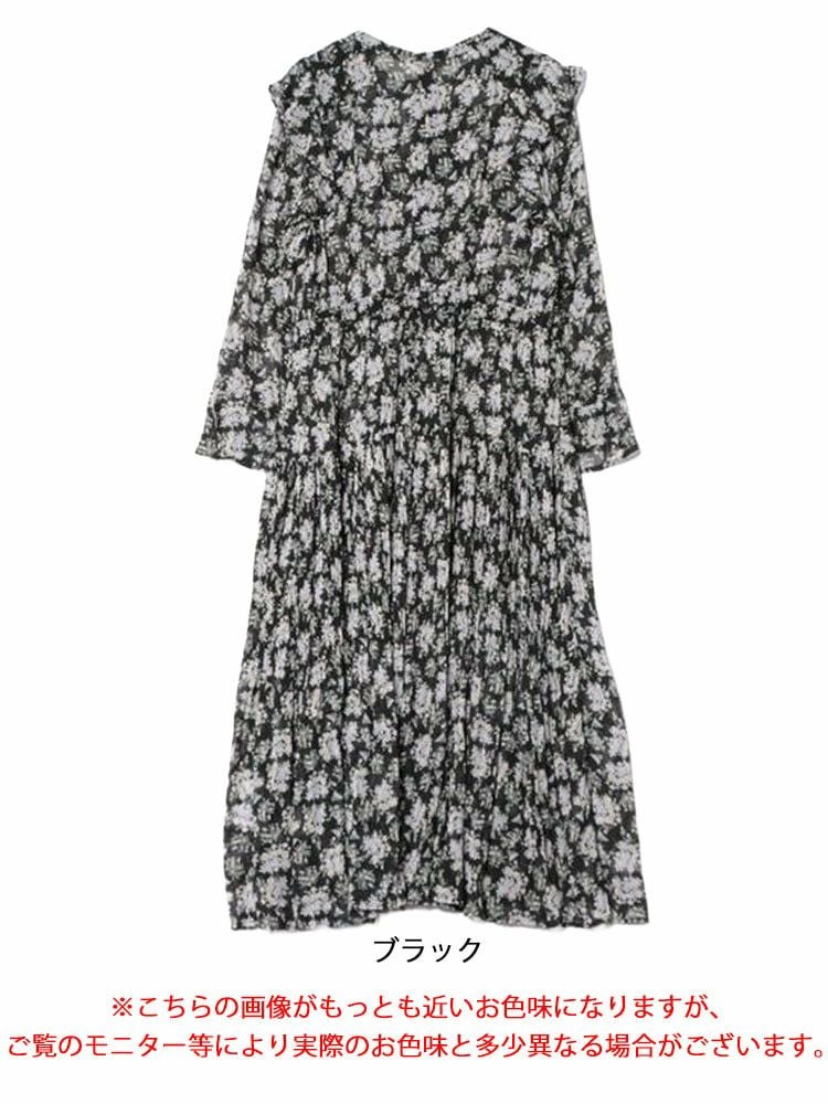 大きいサイズ レディース 花柄シフォンワンピース