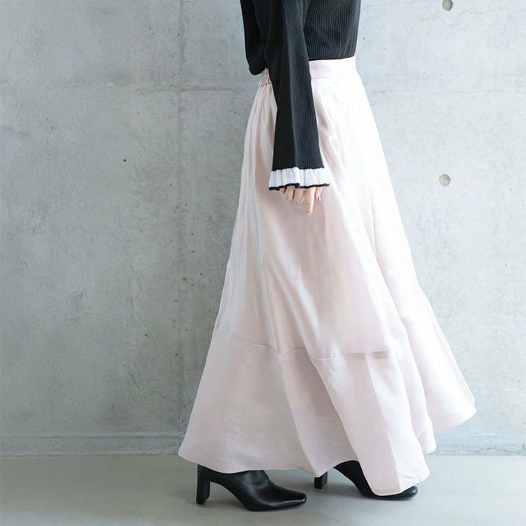 大きいサイズ レディース サテンフレアスカート