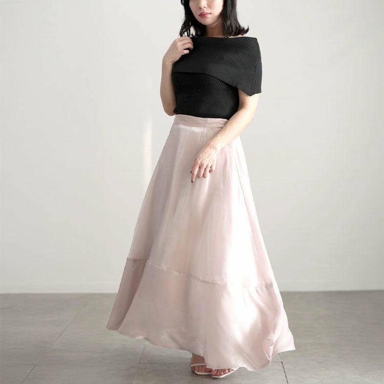 大きいサイズ レディース サテンフレアスカート