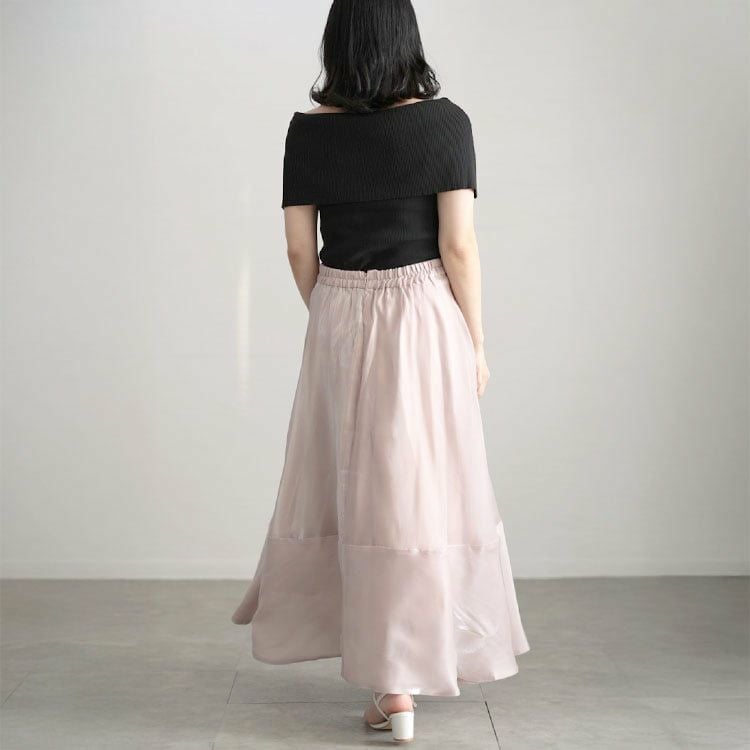 大きいサイズ レディース サテンフレアスカート