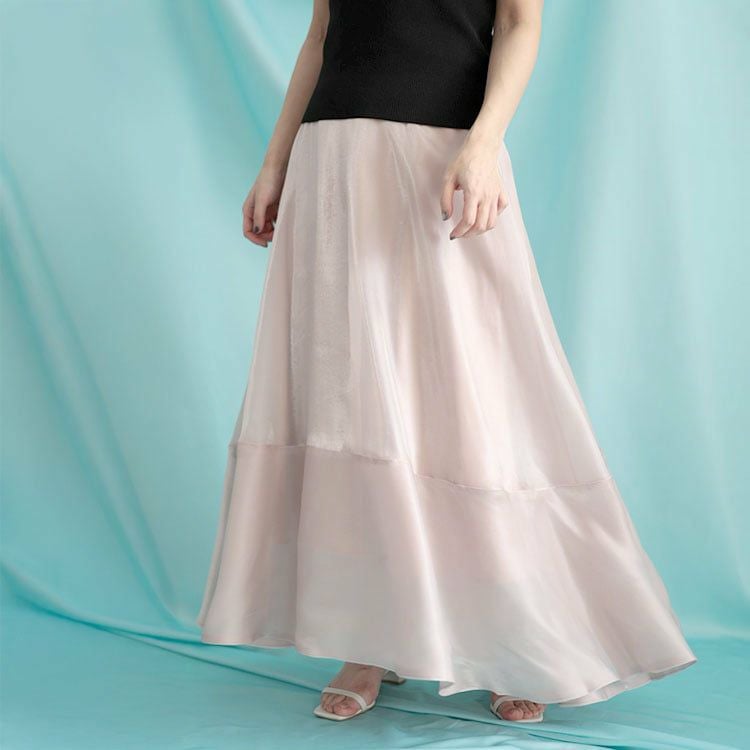 大きいサイズ レディース サテンフレアスカート