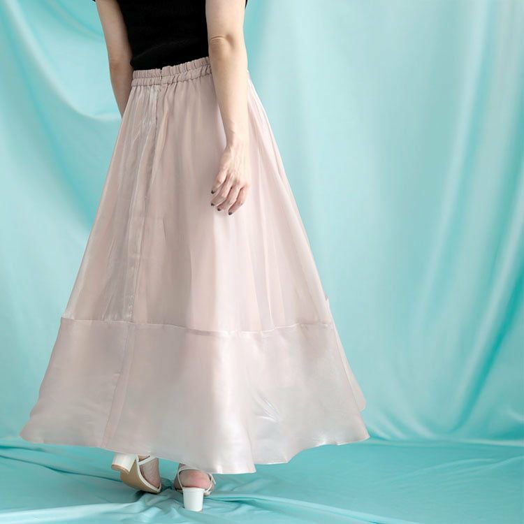 大きいサイズ レディース サテンフレアスカート