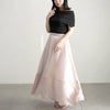 大きいサイズ レディース サテンフレアスカート ピンク
