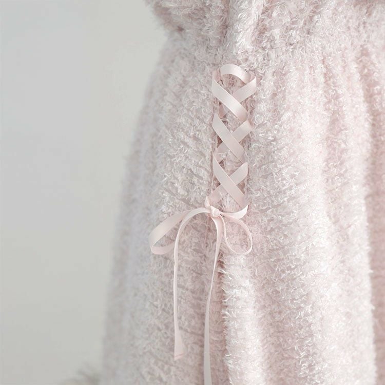 大きいサイズ レディース シャギー調サイドリボンキャミワンピース