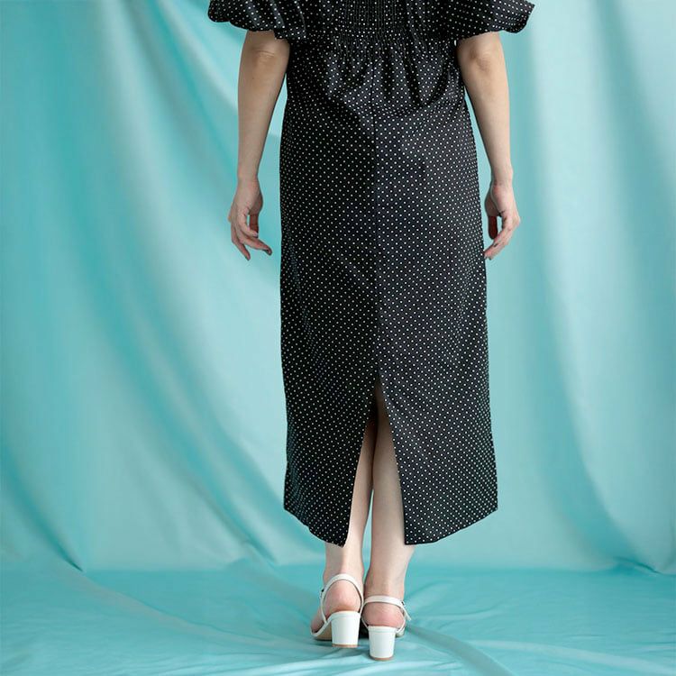 大きいサイズ レディース パフスリーブドットワンピース