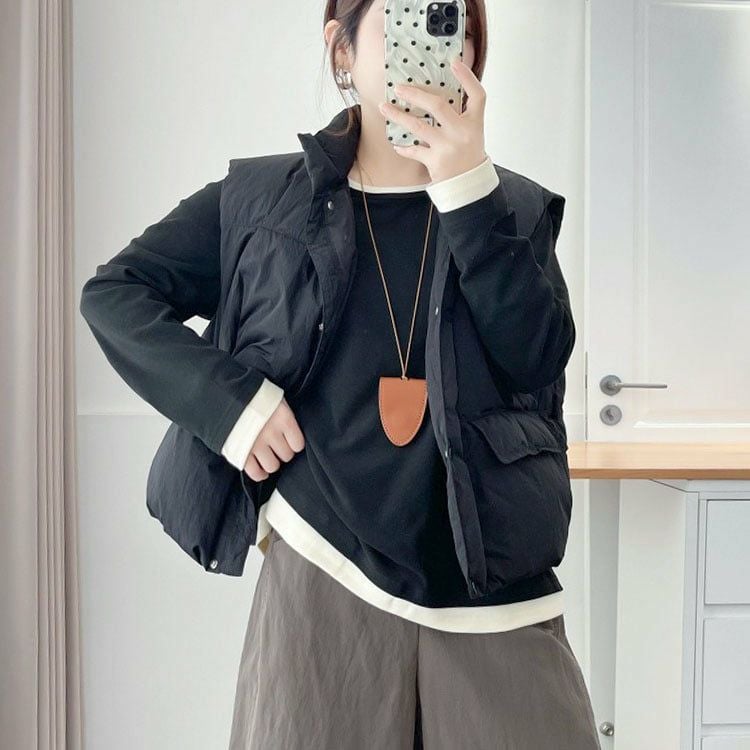 大きいサイズ レディース フェイクレイヤードバイカラートップス