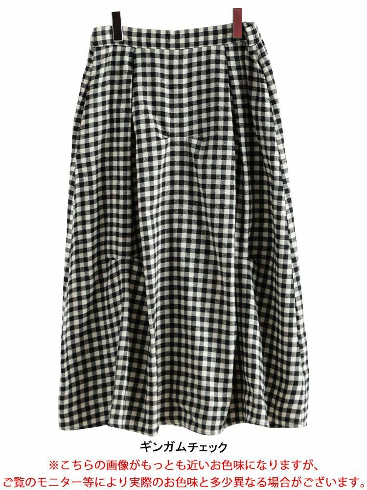 大きいサイズ レディース ギンガムチェック柄タックコクーンスカート