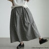 大きいサイズ レディース ギンガムチェック柄タックコクーンスカート ギンガムチェック
