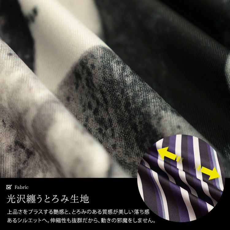 大きいサイズ レディース ストレッチプリントワイドパンツ