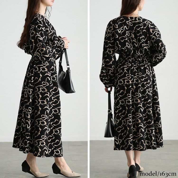 大きいサイズ レディース カシュクールウエストタックワンピース