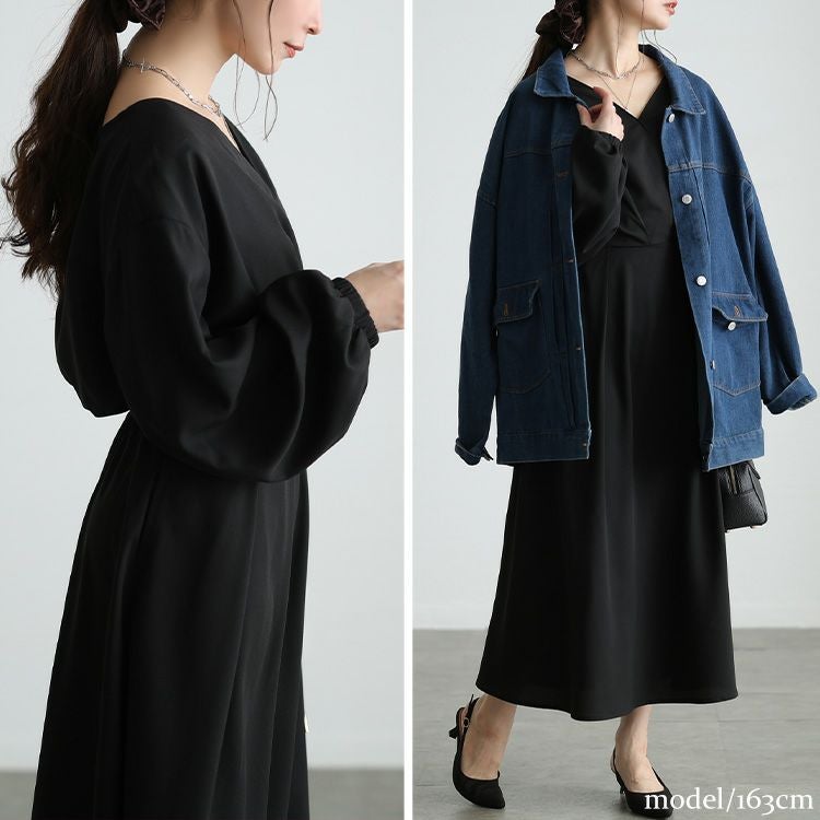 大きいサイズ レディース カシュクールウエストタックワンピース