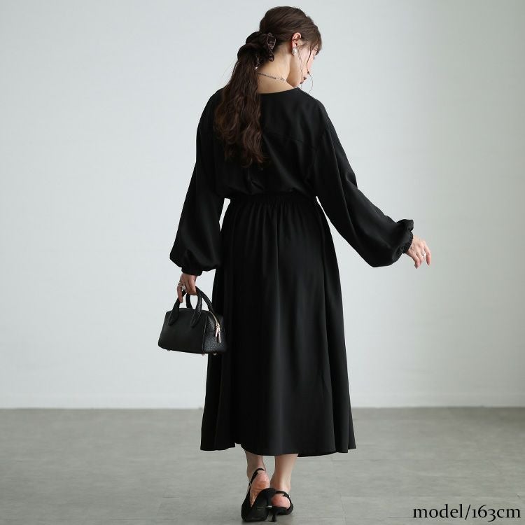 大きいサイズ レディース カシュクールウエストタックワンピース