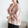 大きいサイズ レディース 消しプリーツキャンディスリーブブラウス ピンクベージュ