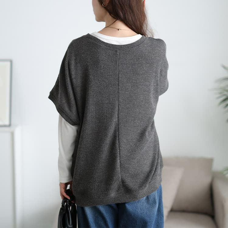 大きいサイズ レディース 畦編みドルマン＆ロンT2点セット