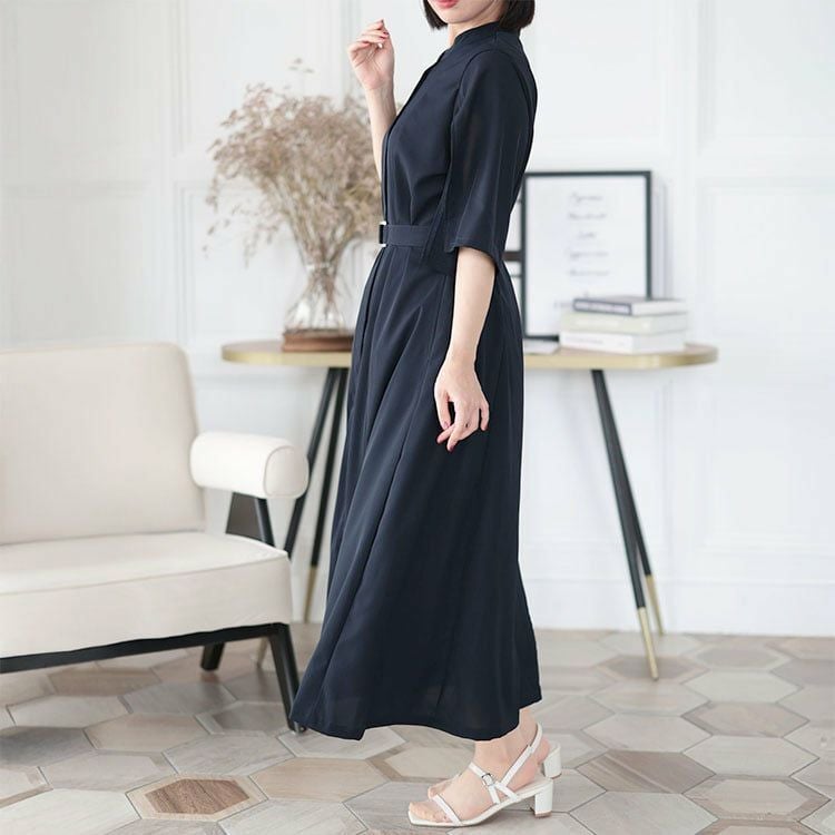 大きいサイズ レディース ケープスリーブベルトワンピース