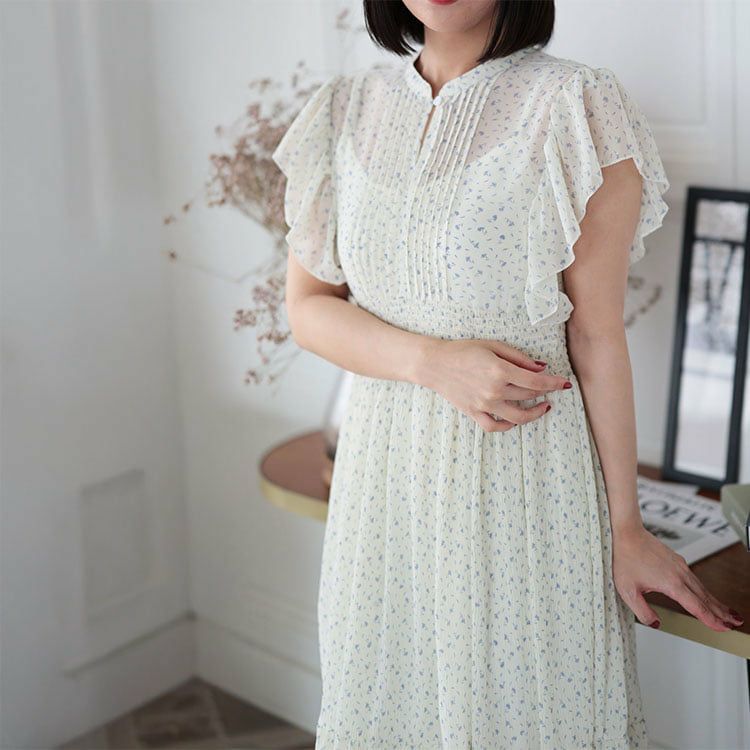 大きいサイズ レディース ピンクタックプリーツワンピース