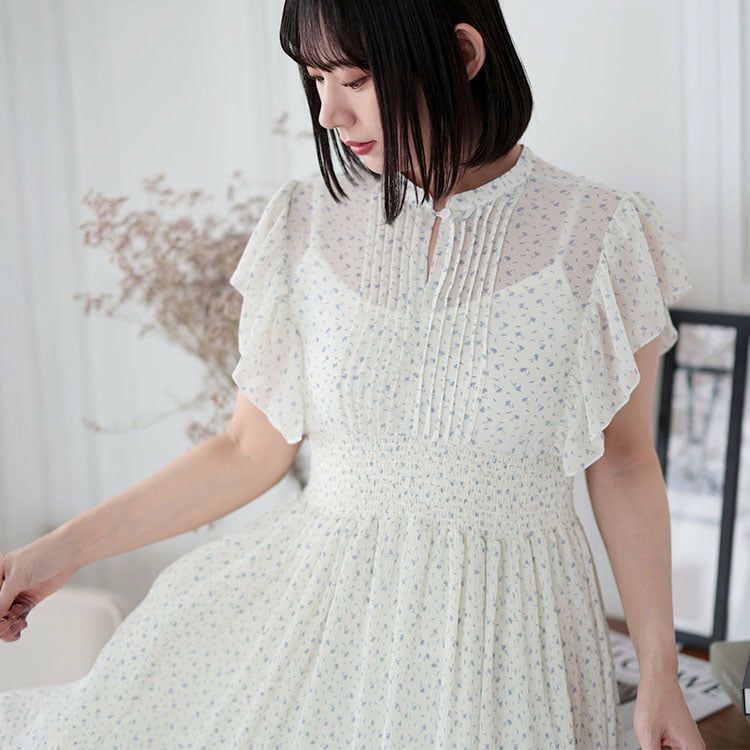 大きいサイズ レディース ピンクタックプリーツワンピース