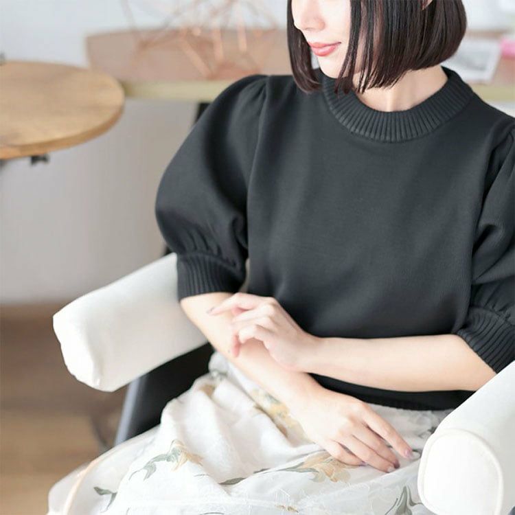 大きいサイズ レディース パフスリーブニットトップス