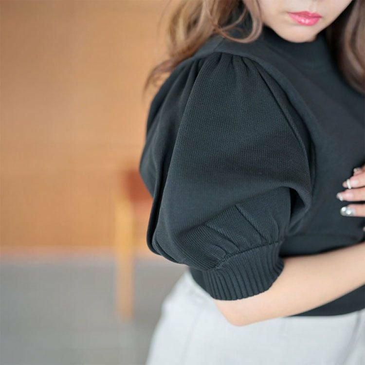 大きいサイズ レディース パフスリーブニットトップス