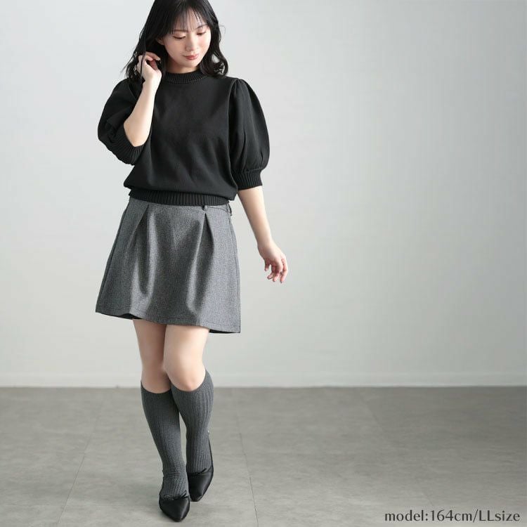 大きいサイズ レディース パフスリーブニットトップス