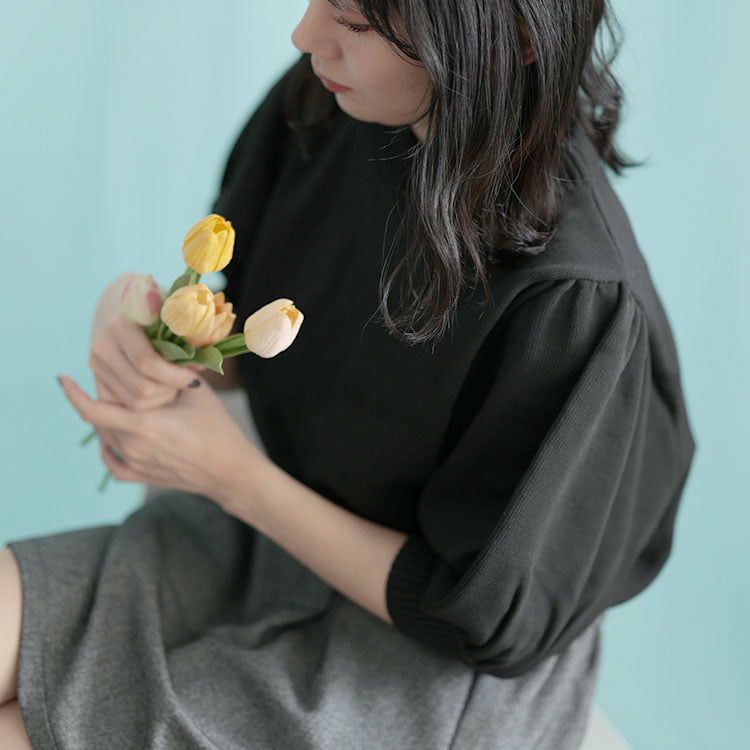 大きいサイズ レディース パフスリーブニットトップス