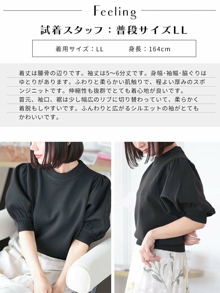 大きいサイズ レディース パフスリーブニットトップス