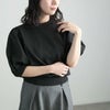 大きいサイズ レディース パフスリーブニットトップス ブラック