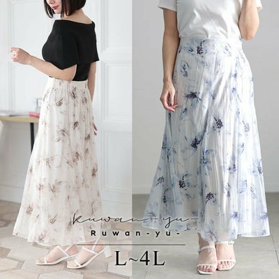 大きいサイズ レディース 花柄プリントスカート