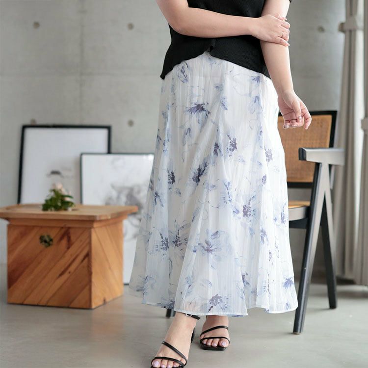 大きいサイズ レディース 花柄プリントスカート