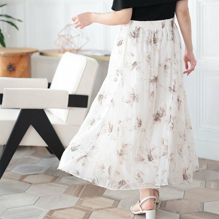 大きいサイズ レディース 花柄プリントスカート