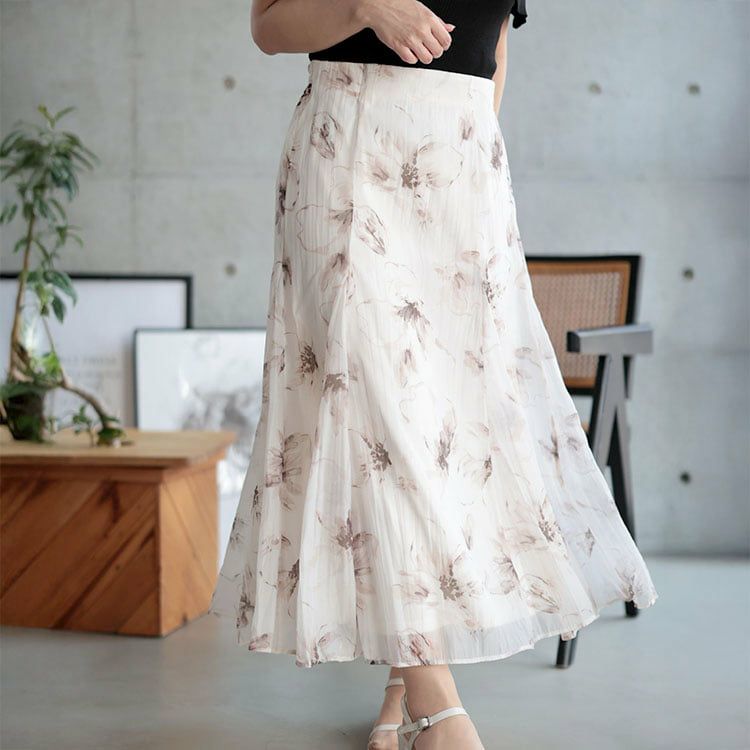 大きいサイズ レディース 花柄プリントスカート