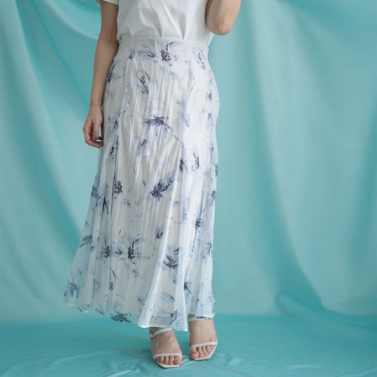 大きいサイズ レディース 花柄プリントスカート