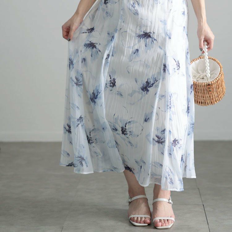 大きいサイズ レディース 花柄プリントスカート