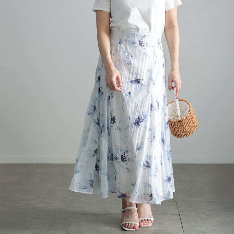 大きいサイズ レディース 花柄プリントスカート