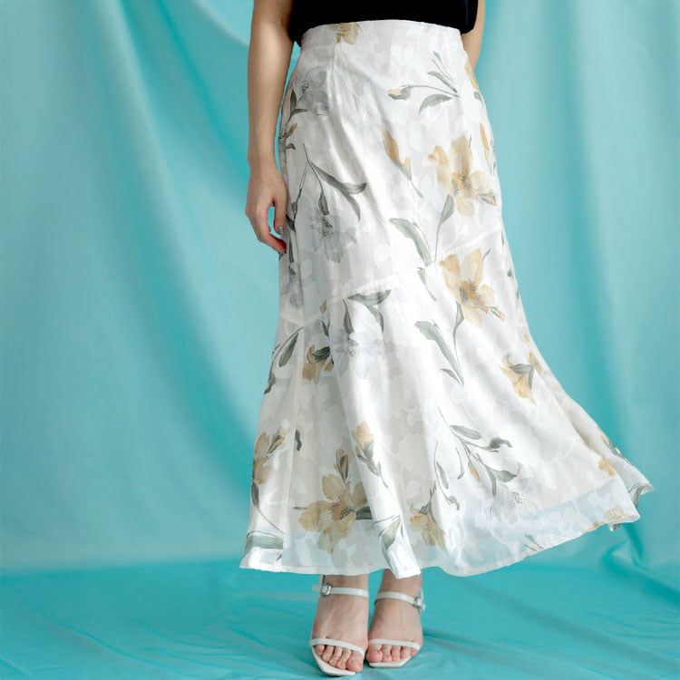 大きいサイズ レディース 花柄マーメイドスカート