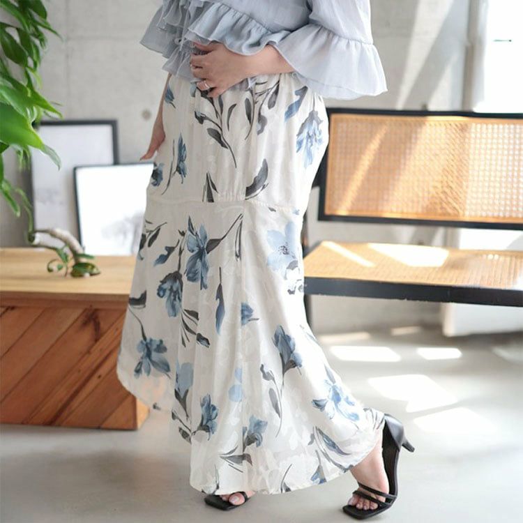 大きいサイズ レディース 花柄マーメイドスカート