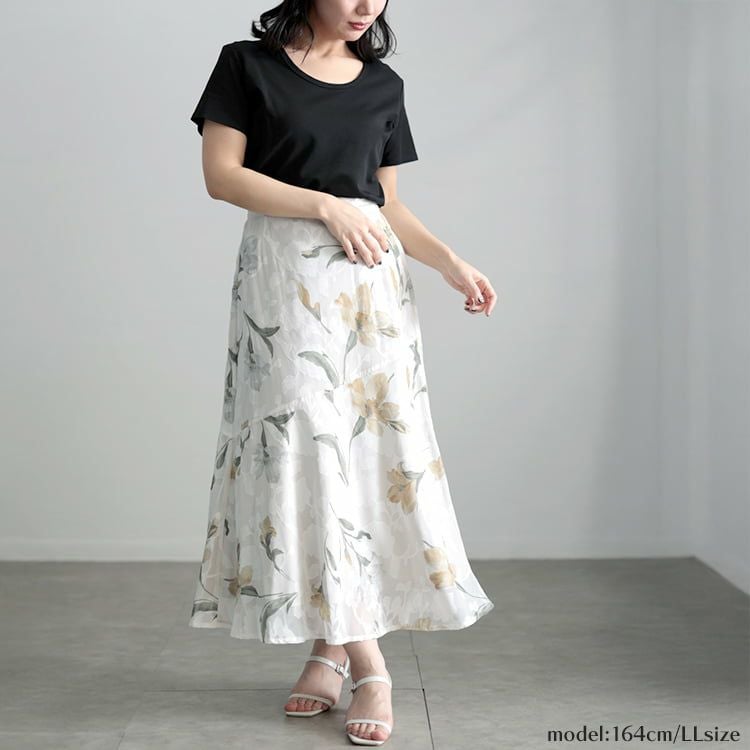 大きいサイズ レディース 花柄マーメイドスカート