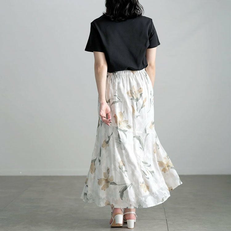 大きいサイズ レディース 花柄マーメイドスカート