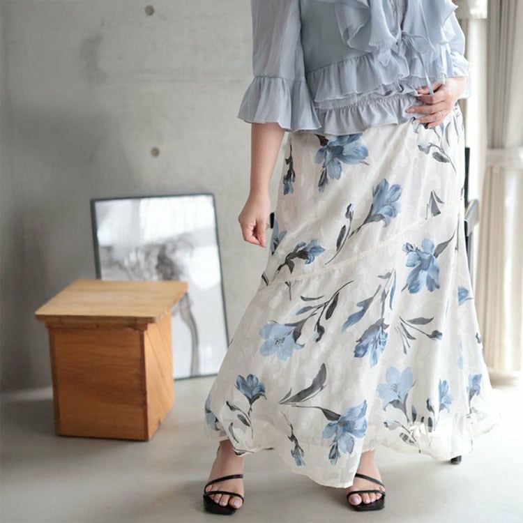 大きいサイズ レディース 花柄マーメイドスカート