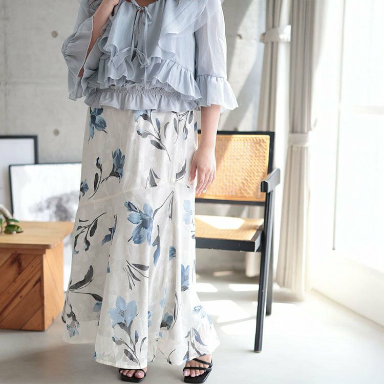 大きいサイズ レディース 花柄マーメイドスカート