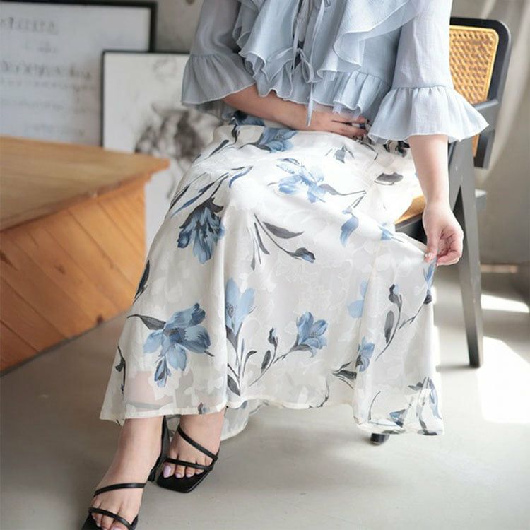 大きいサイズ レディース 花柄マーメイドスカート