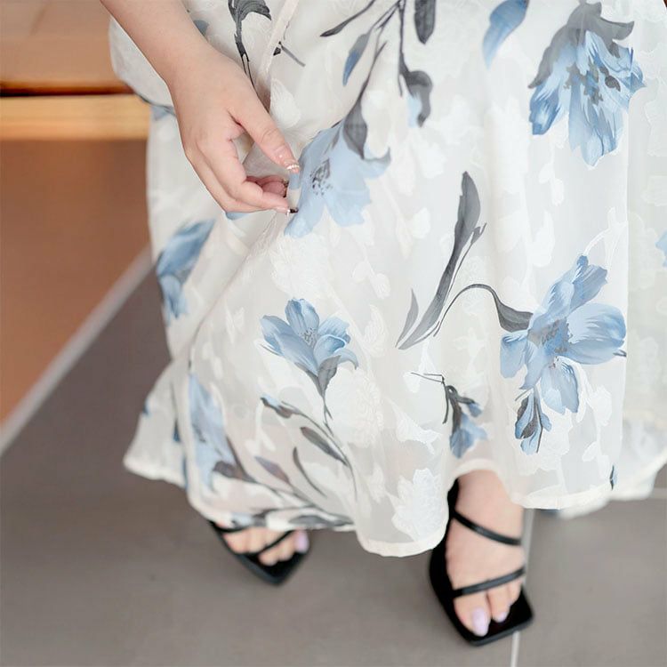 大きいサイズ レディース 花柄マーメイドスカート