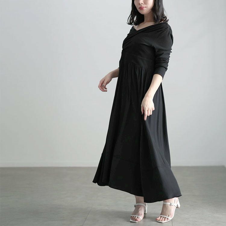 大きいサイズ レディース 2WAYカシュクールフレアワンピース