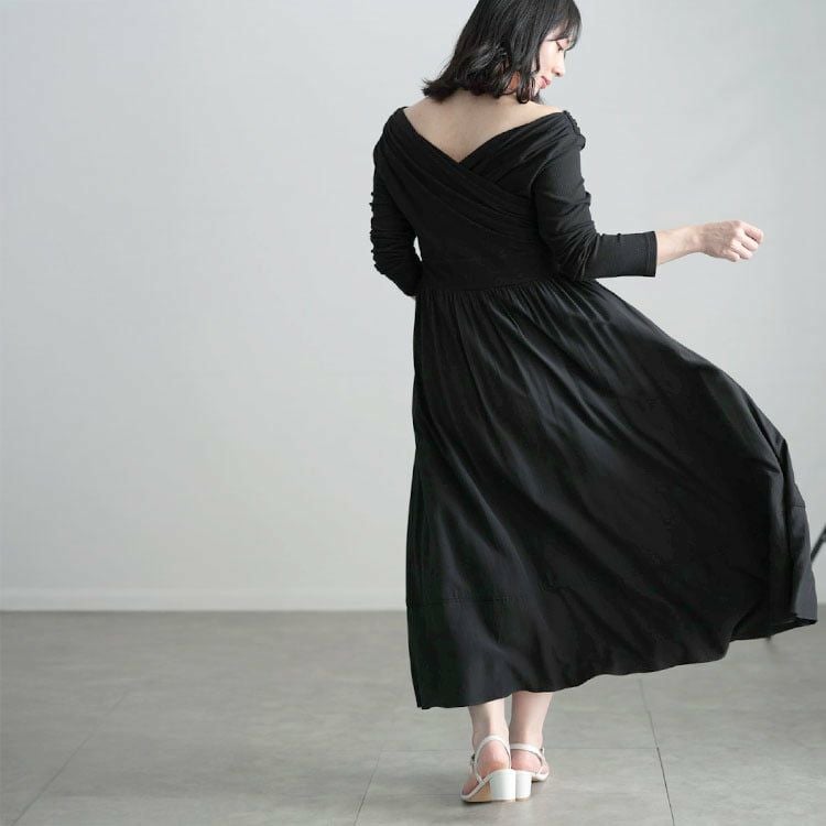 大きいサイズ レディース 2WAYカシュクールフレアワンピース