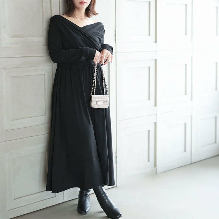 大きいサイズ レディース 2WAYカシュクールフレアワンピース