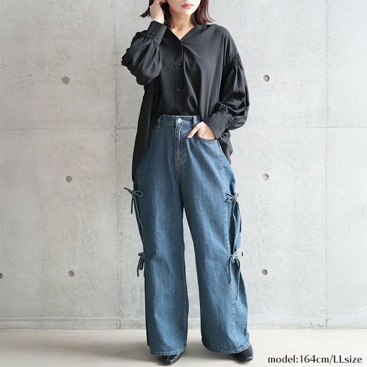 大きいサイズ レディース ギャザースリーブVネックブラウス